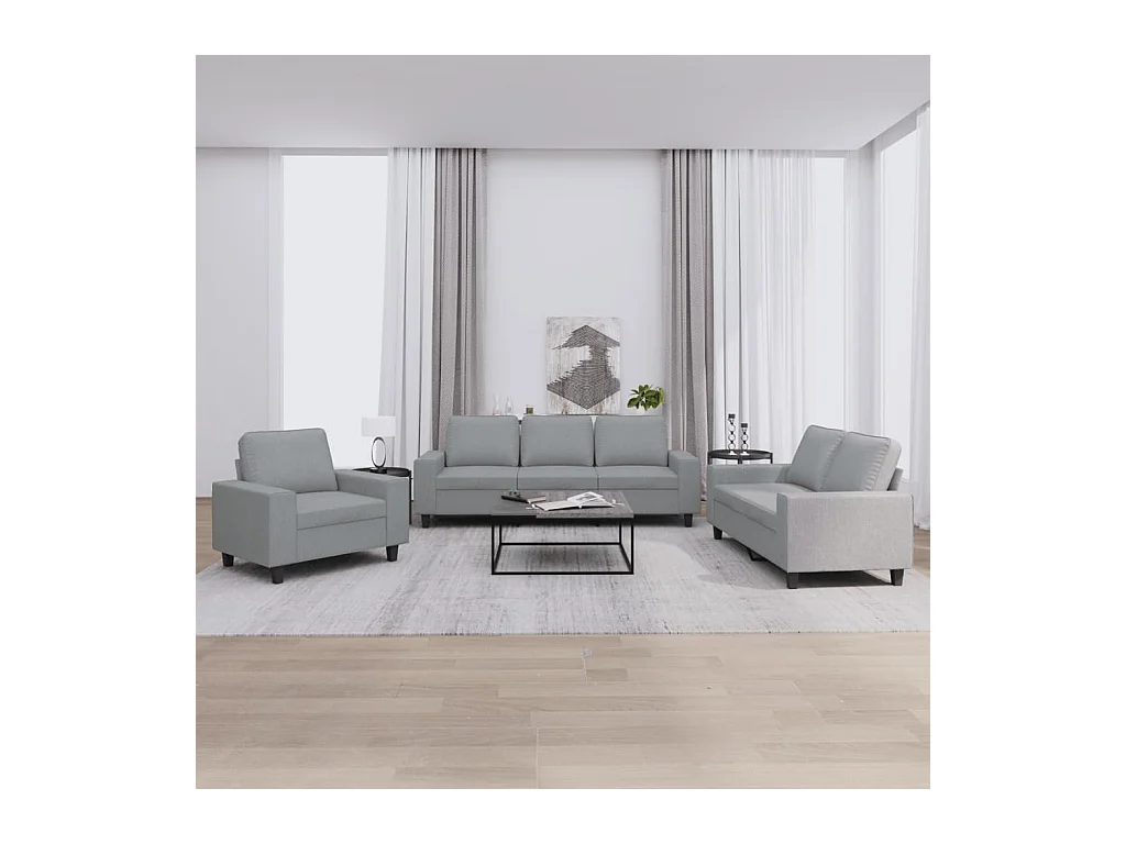 Ensemble de canapés 3 pièces gris clair tissu
