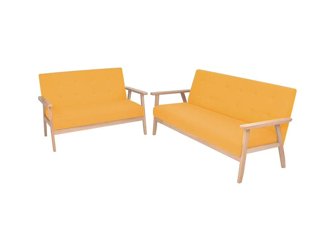 Ensemble de canapé 2 pièces Tissu jaune