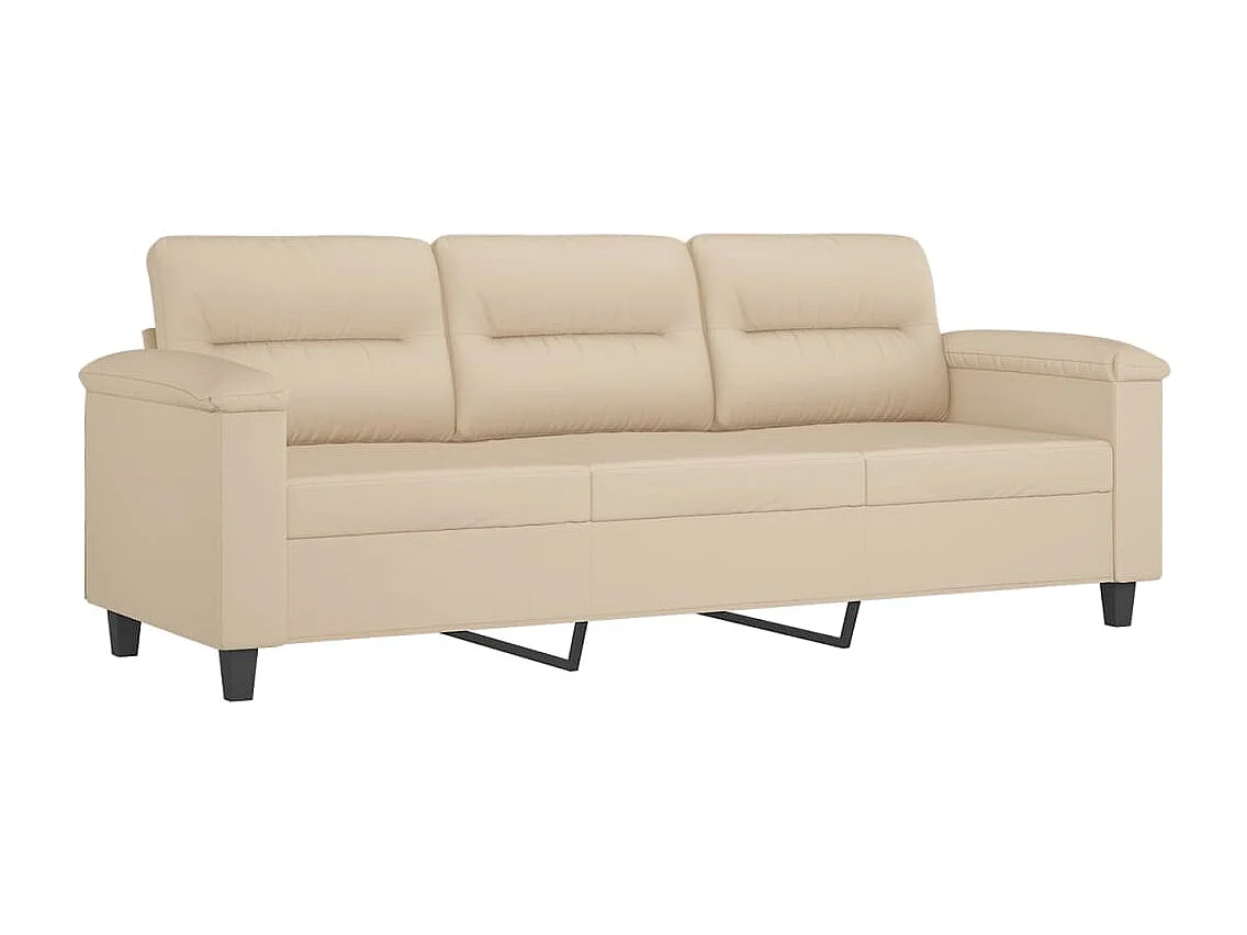 4-delige Loungeset met kussens microvezelstof crèmekleurig