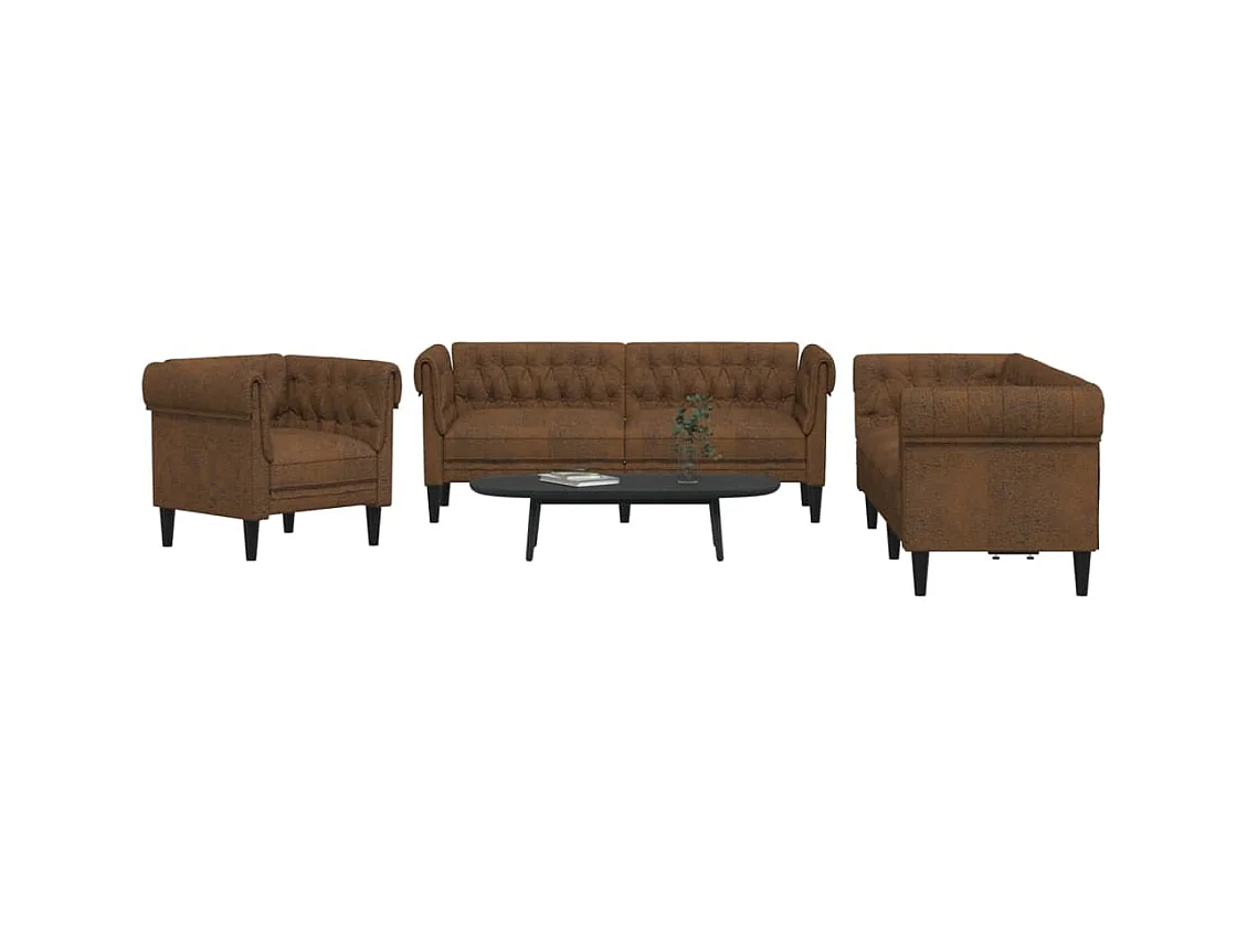 3-delige Loungeset stof bruin