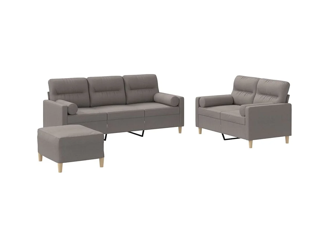 3-delige Loungeset met kussens stof taupe