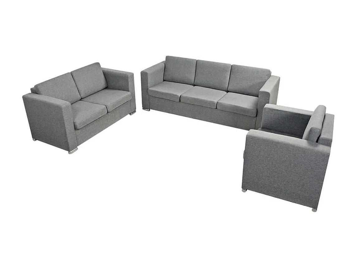 Ensemble de canapés trois pièces Tissu Gris clair