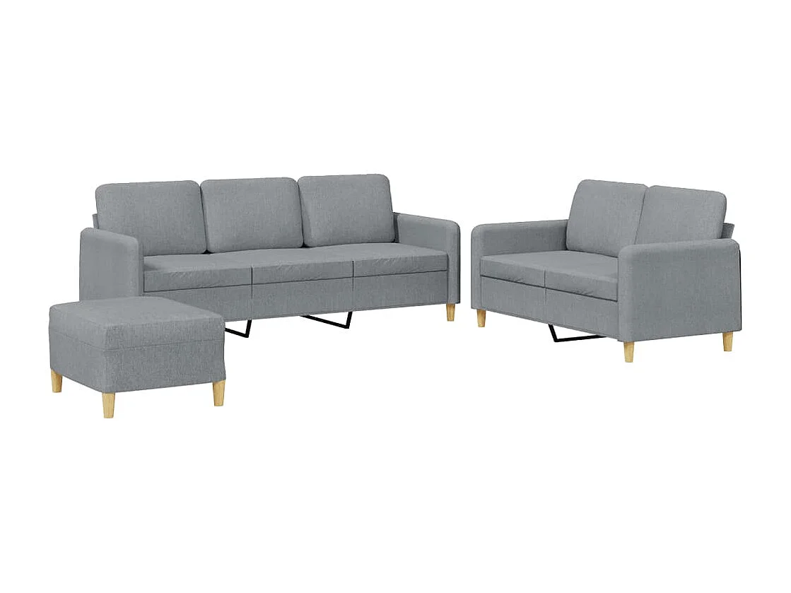 Ensemble de canapés 3 pièces avec coussins Gris clair Tissu
