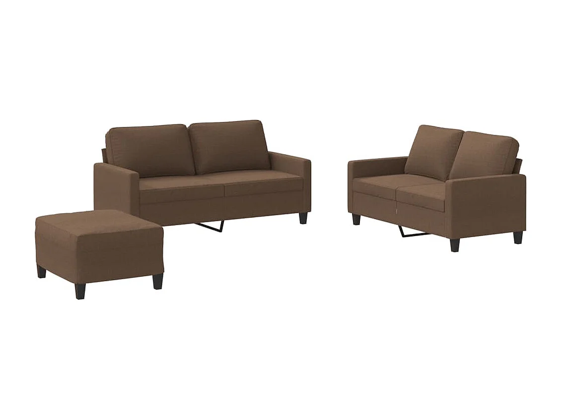 Ensemble de canapés 3 pièces avec coussins Marron Tissu