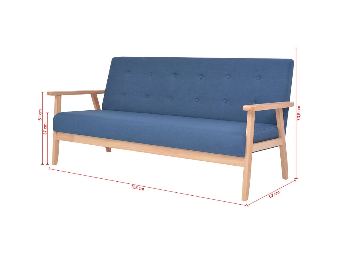 Ensemble de canapé 2 pièces Tissu bleu