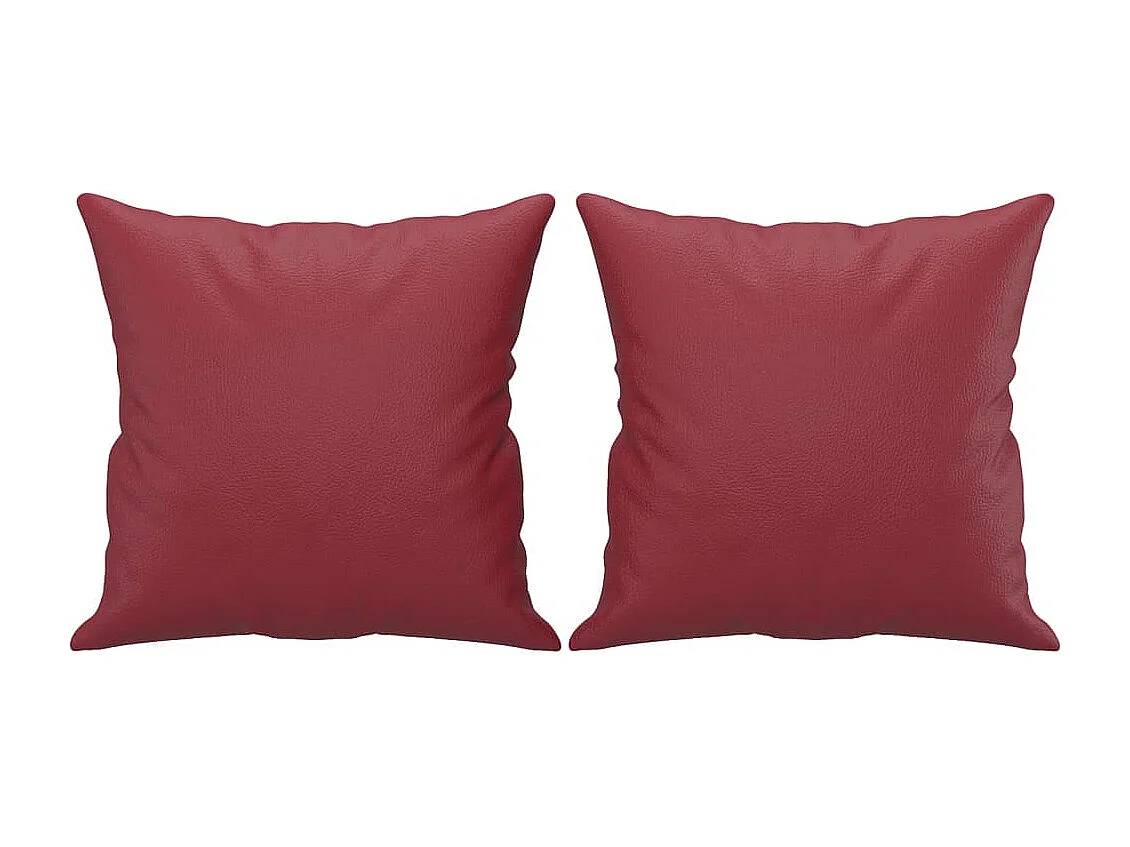 3 peças conjunto sofás com almofadas couro artif. vermelho tinto