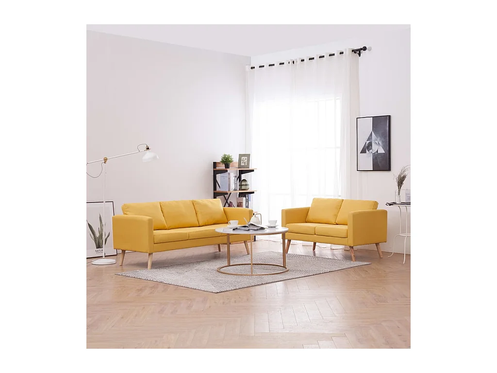 Ensemble de canapé 2 pièces Tissu Jaune