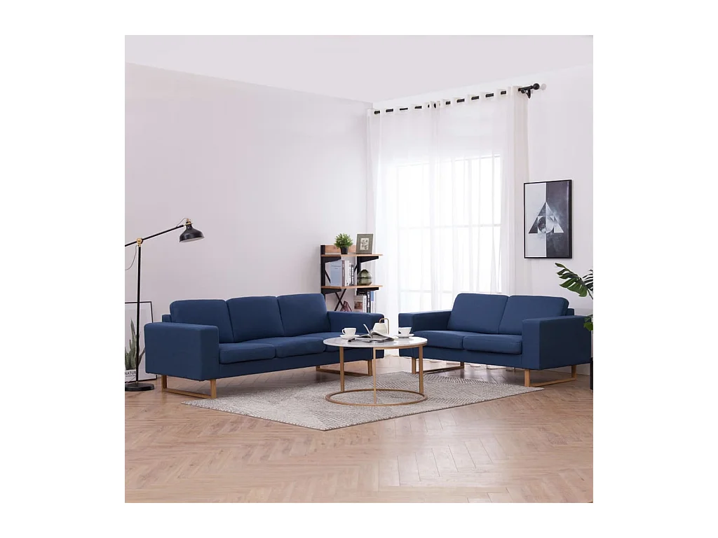 Ensemble de canapé 2 pièces Tissu Bleu