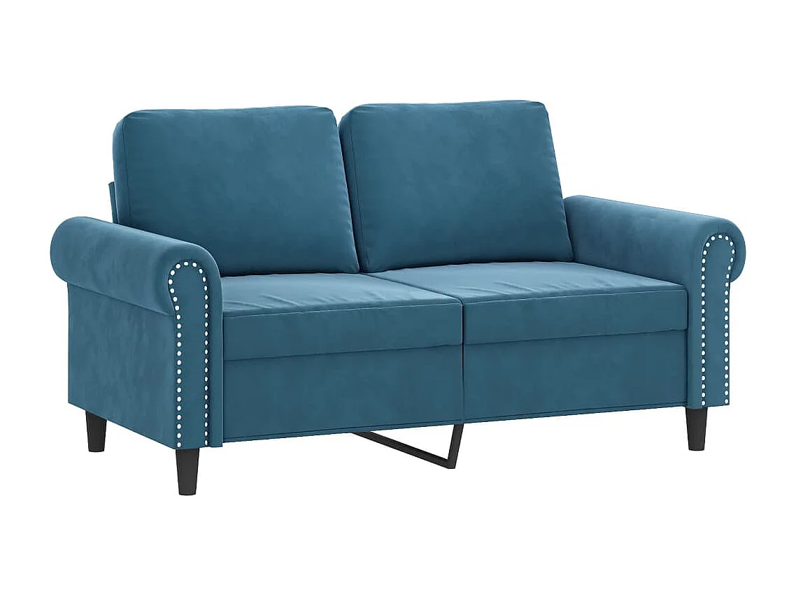 4 peças conjunto de sofás com almofadões veludo azul