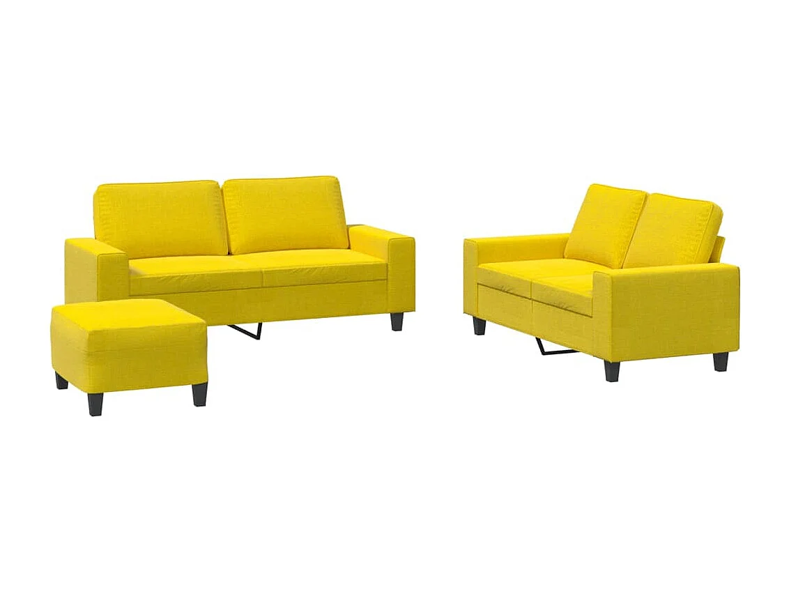 Ensemble de canapés 3 pièces jaune clair tissu