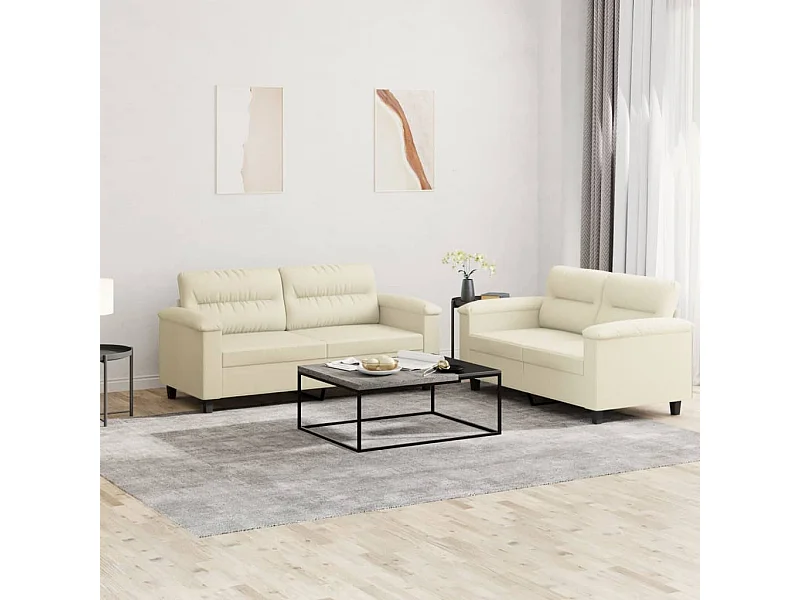 2-delige Loungeset met kussens kunstleer crème