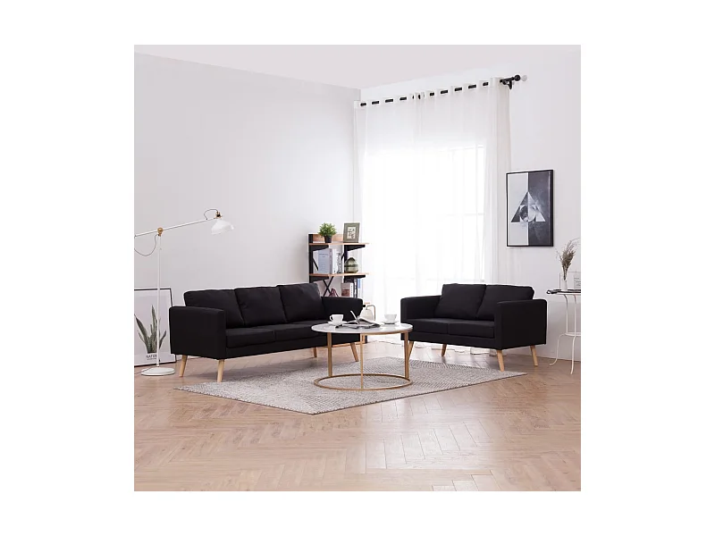 Conjunto de sofás 2 piezas tela negro