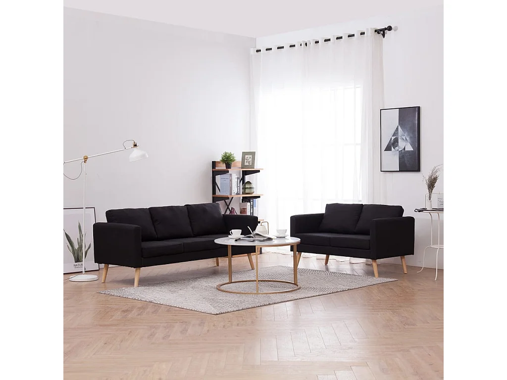 Ensemble de canapé 2 pièces Tissu Noir
