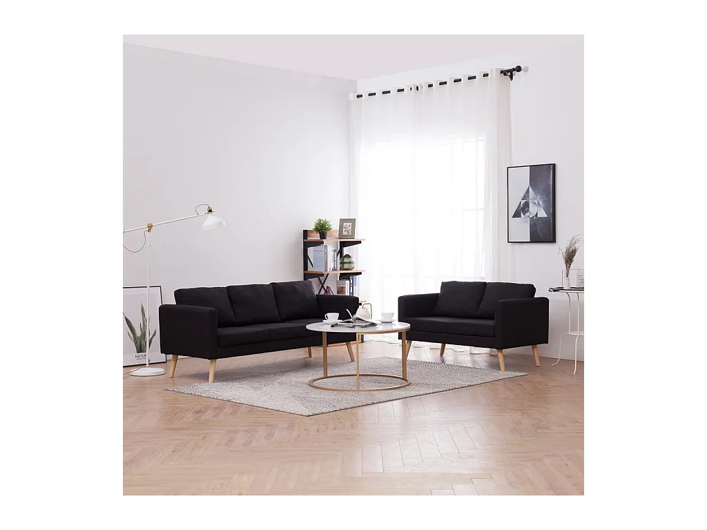 Ensemble de canapé 2 pièces Tissu Noir