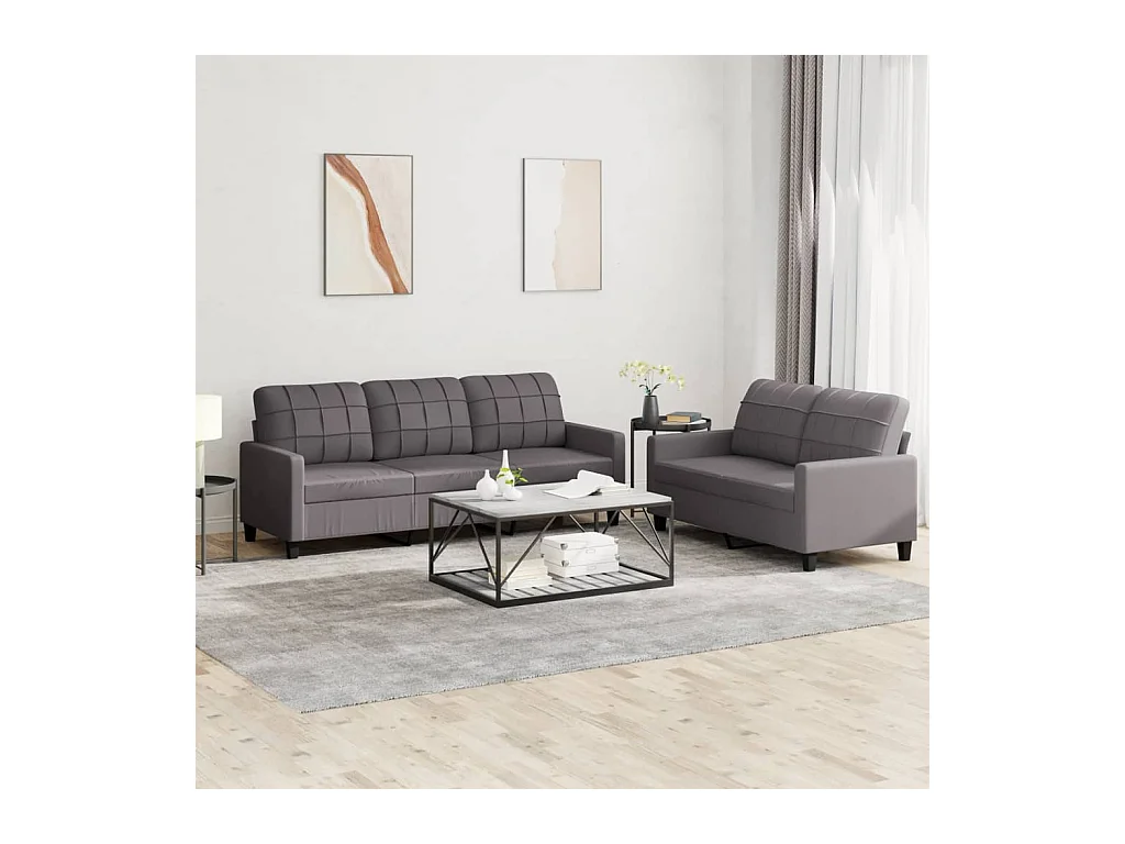 Ensemble de canapés 2 pièces avec coussins Gris Similicuir