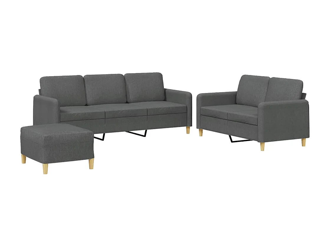 Ensemble de canapés 3 pièces avec coussins Gris foncé Tissu
