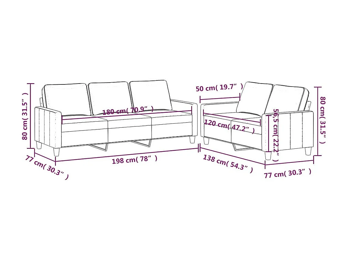 2-delige Loungeset met kussens fluweel roze