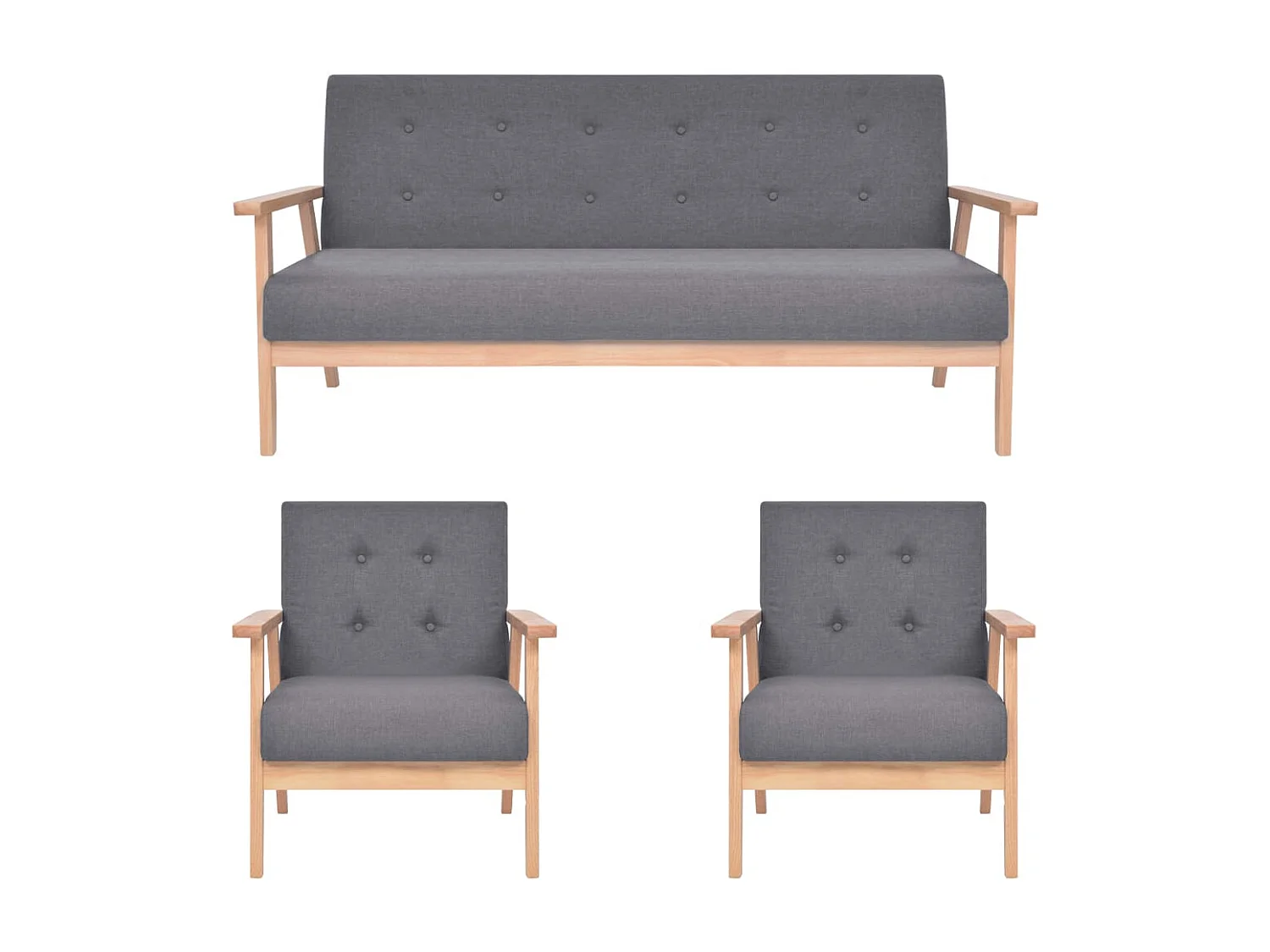 Ensemble de canapés 3 pièces Tissu Gris foncé