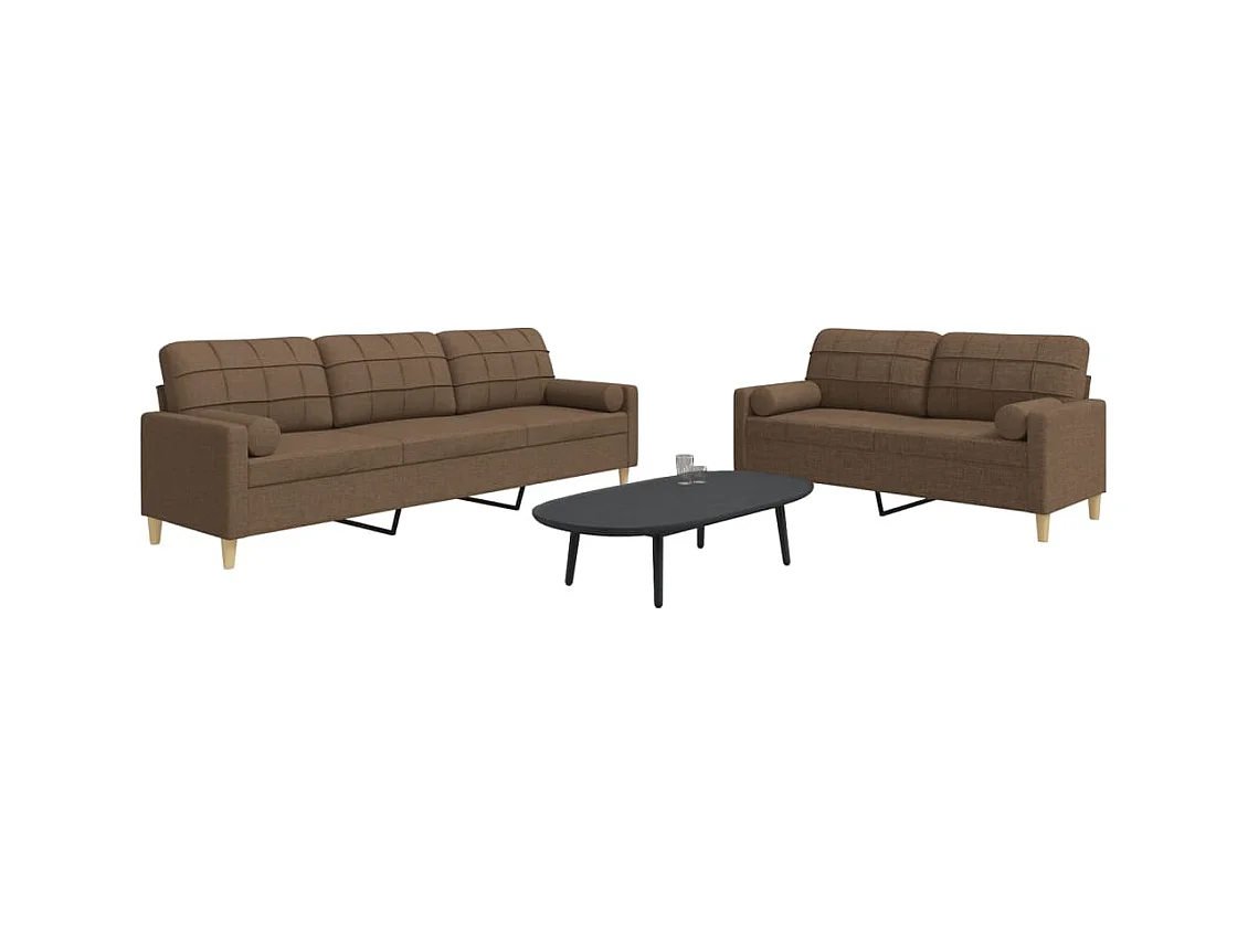 2-delige Loungeset met sierkussens stof bruin
