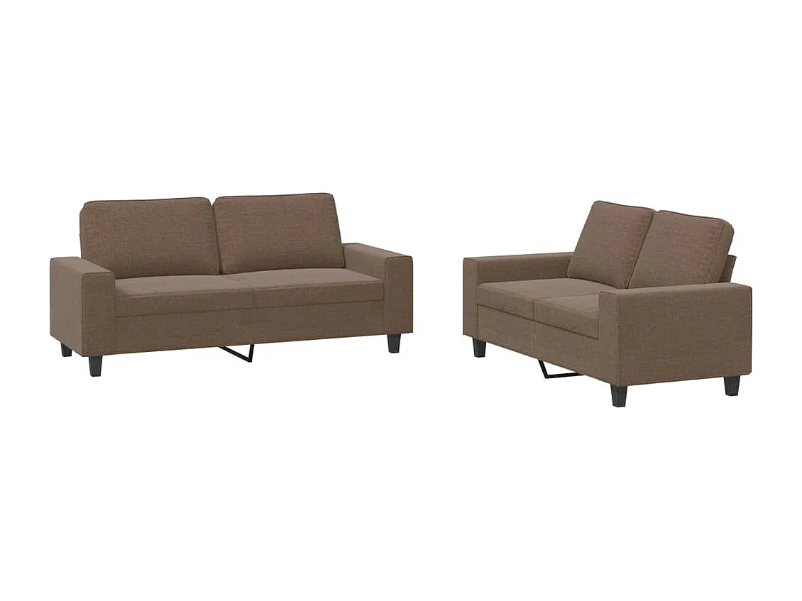 Ensemble de canapés 2 pièces marron tissu