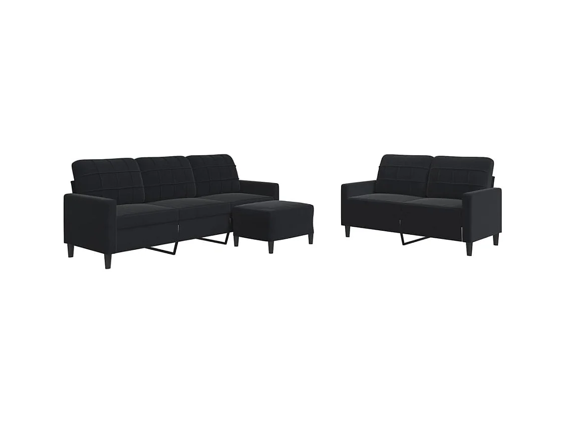 Ensemble de canapés 3 pièces avec coussins Noir Velours