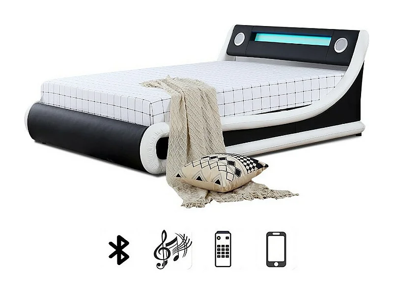 Lit Led Avec Haut-parleurs Intégrés Bluetooth Et Coffre De Rangement Amir - Tailles - 140x190