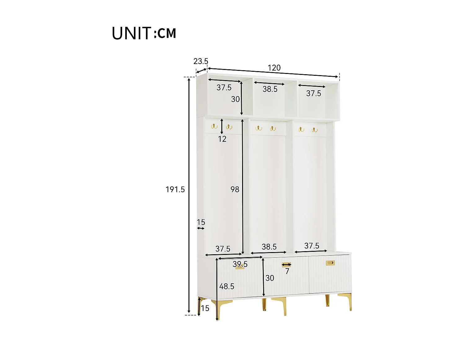Moderne Eingangsgarderobe – mit Garderobe und Schuhablage – Weiß
