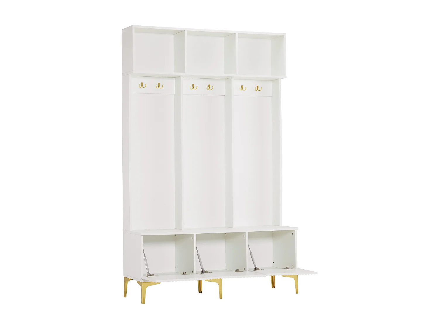 Moderne Eingangsgarderobe – mit Garderobe und Schuhablage – Weiß