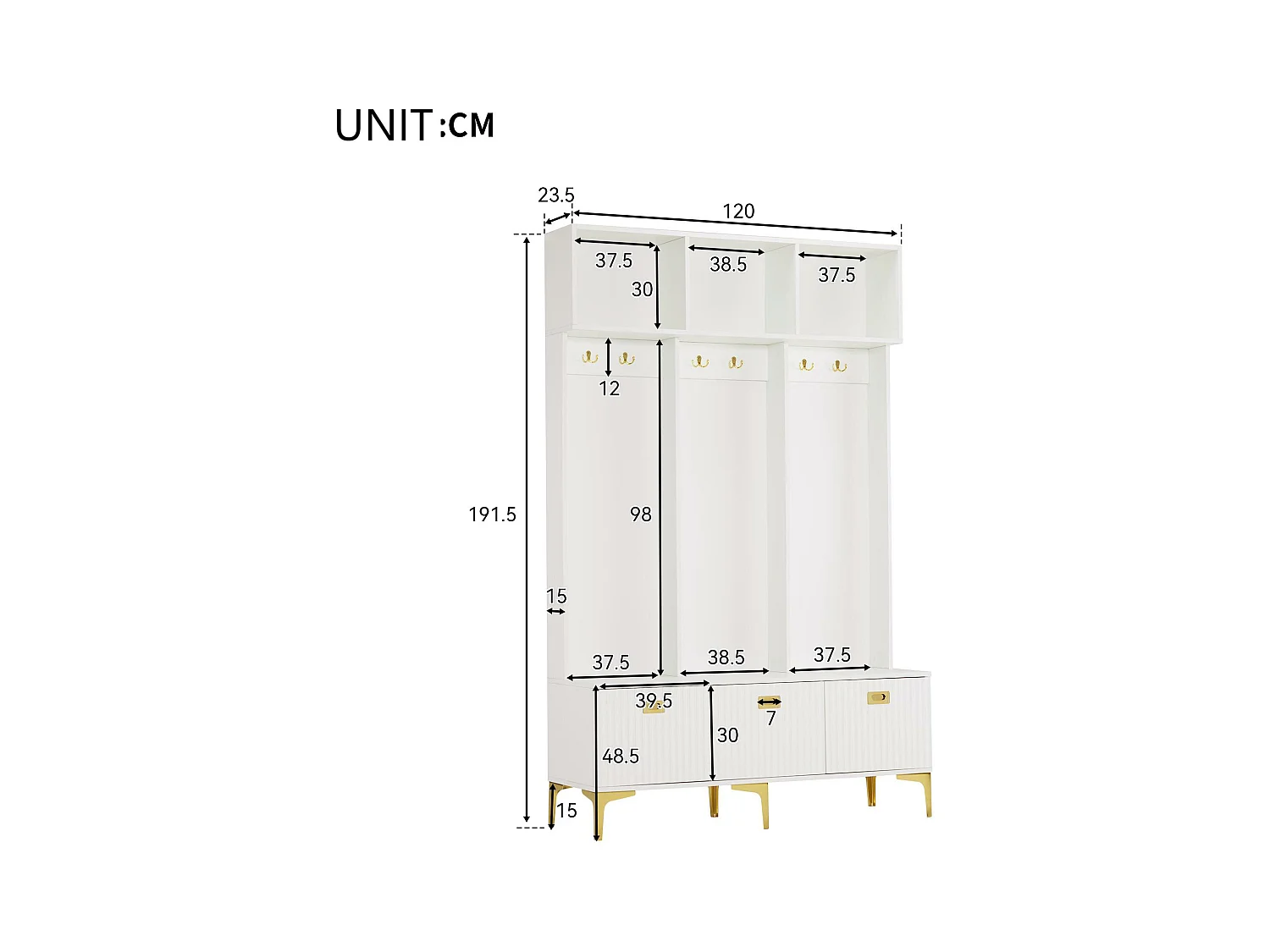 Vestiaire d'entrée moderne - avec porte-manteau et rangements à chaussures - Blanc