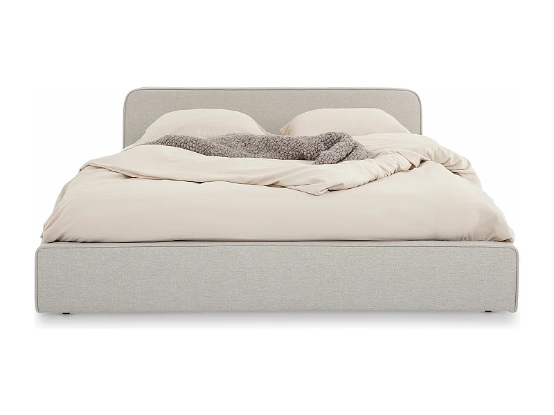 Lit double BELARTI 140x190 cm, Revêtement en tissu, Lit style moderne pour 2 personnes, Cadre avec sommier inclus, Gris clair