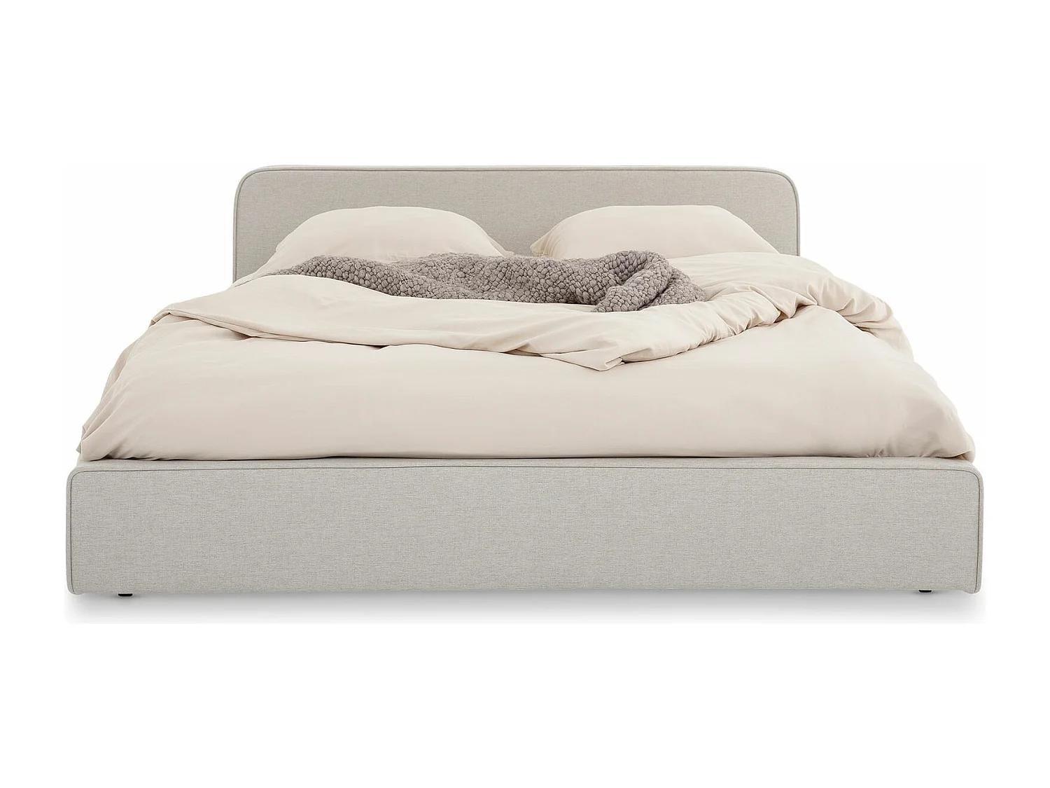 Lit double BELARTI 140x190 cm, Revêtement en tissu, Lit style moderne pour 2 personnes, Cadre avec sommier inclus, Gris clair