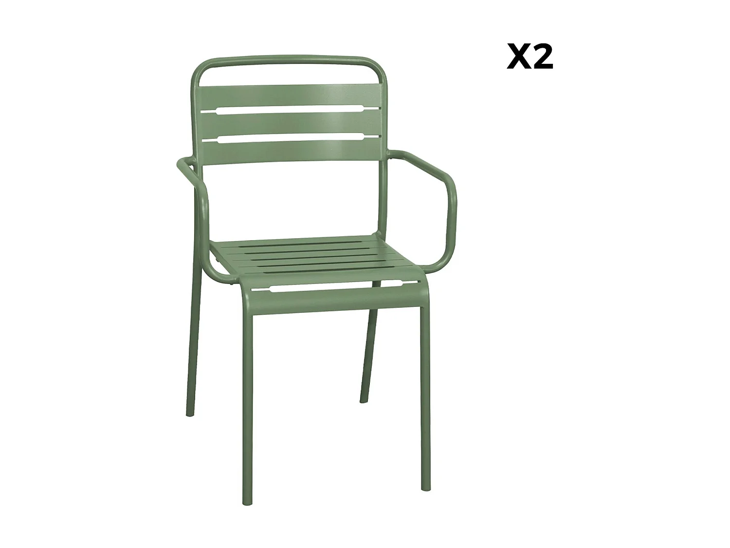 Lot de 2 fauteuils de jardin acier. 2 places. vert. Amelia. L50.4 X P53 X H79.5cm