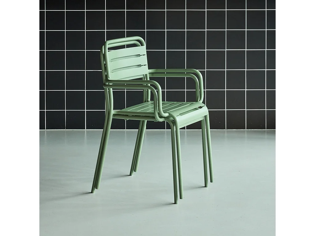 Set 2 sedie da giardino in acciaio, verde