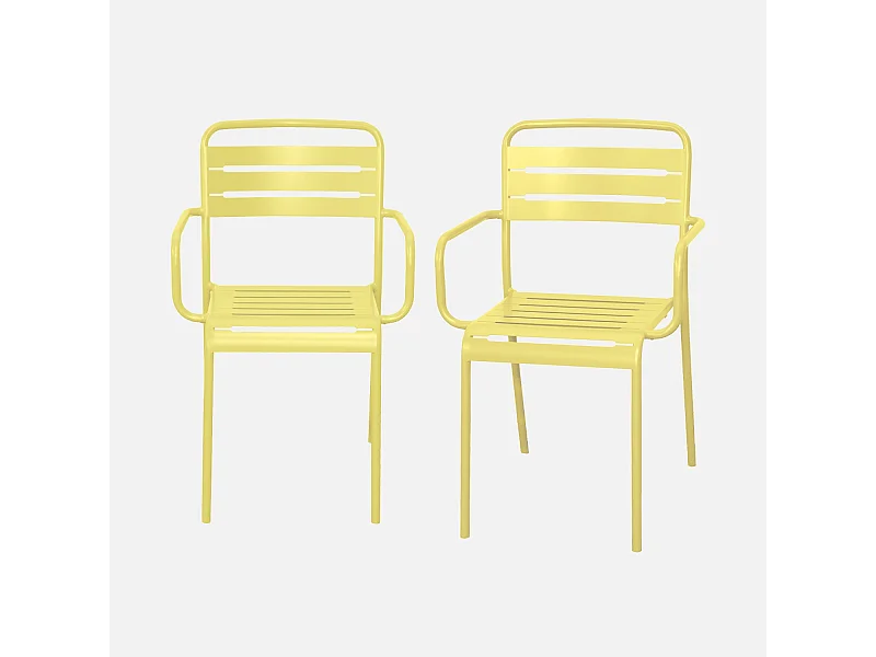 Lot de 2 fauteuils de jardin acier. 2 places. jaune. Amelia. L50.4 X P53 X H79.5cm