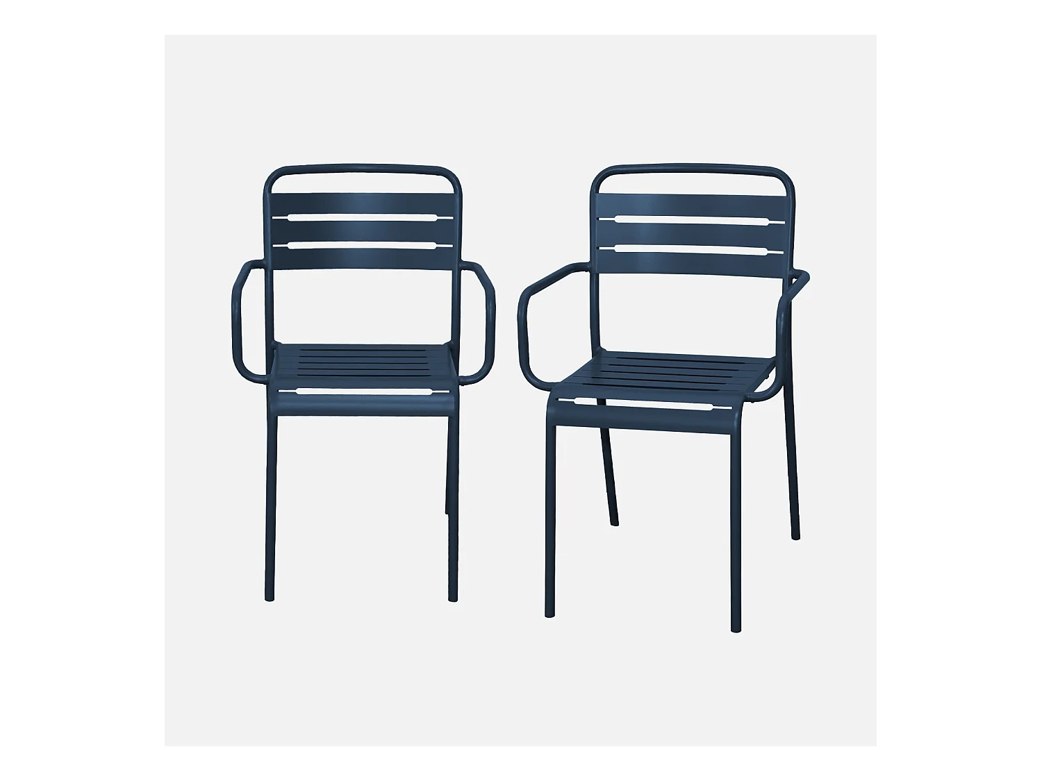 Sillón de jardín en acero, set de 2 azul marino