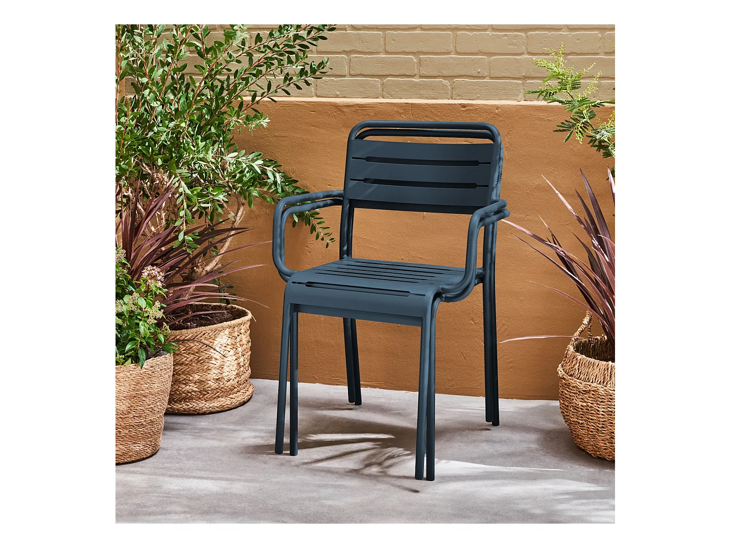 Sillón de jardín en acero, set de 2 azul marino