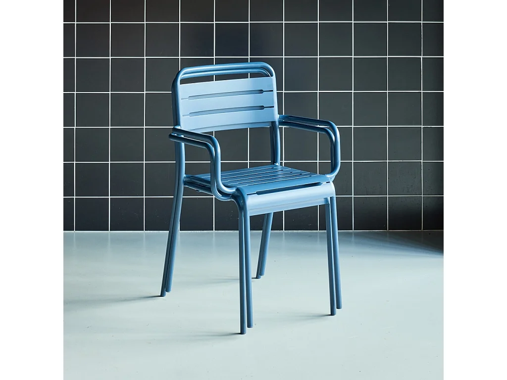 set 2 sedie da giardino bistrot in acciaio, blu navy