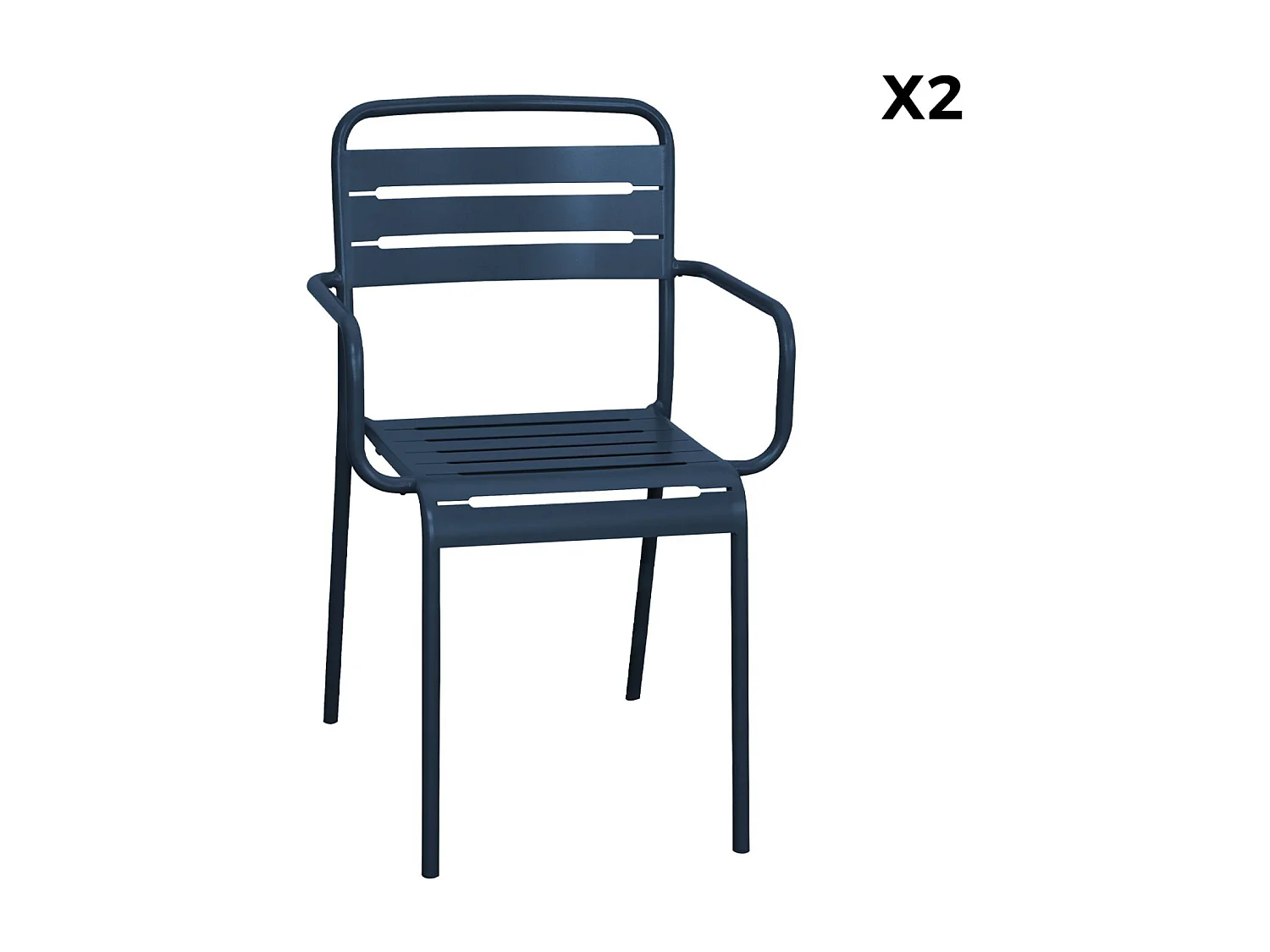 Lot de 2 fauteuils de jardin acier. 2 places. marine. Amelia. L50.4 X P53 X H79.5cm