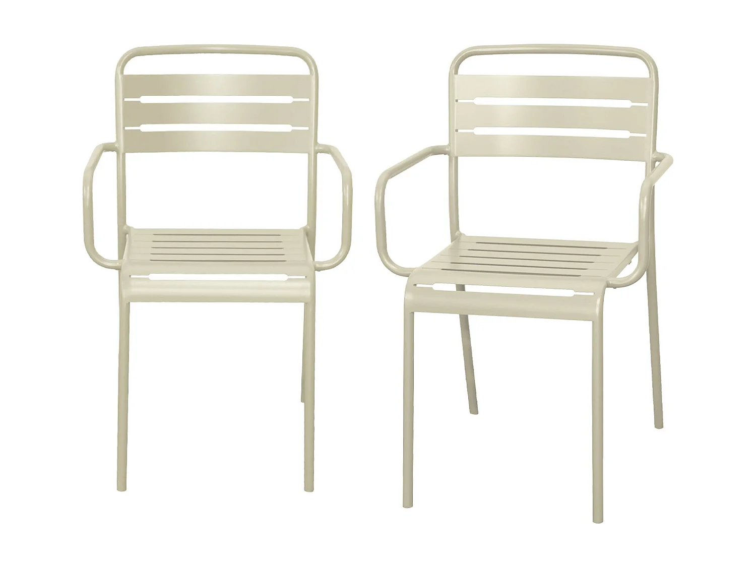 Lot de 2 fauteuils de jardin acier. 2 places. beige. Amelia. L50.4 X P53 X H79.5cm