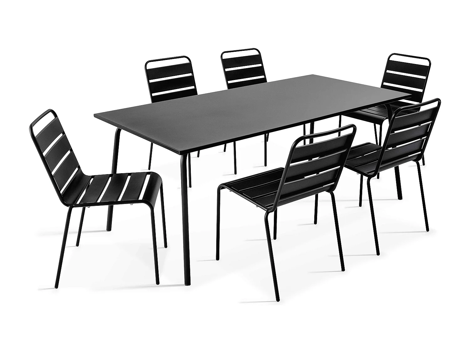 Tuinset met tafel en 6 zwart stoelen