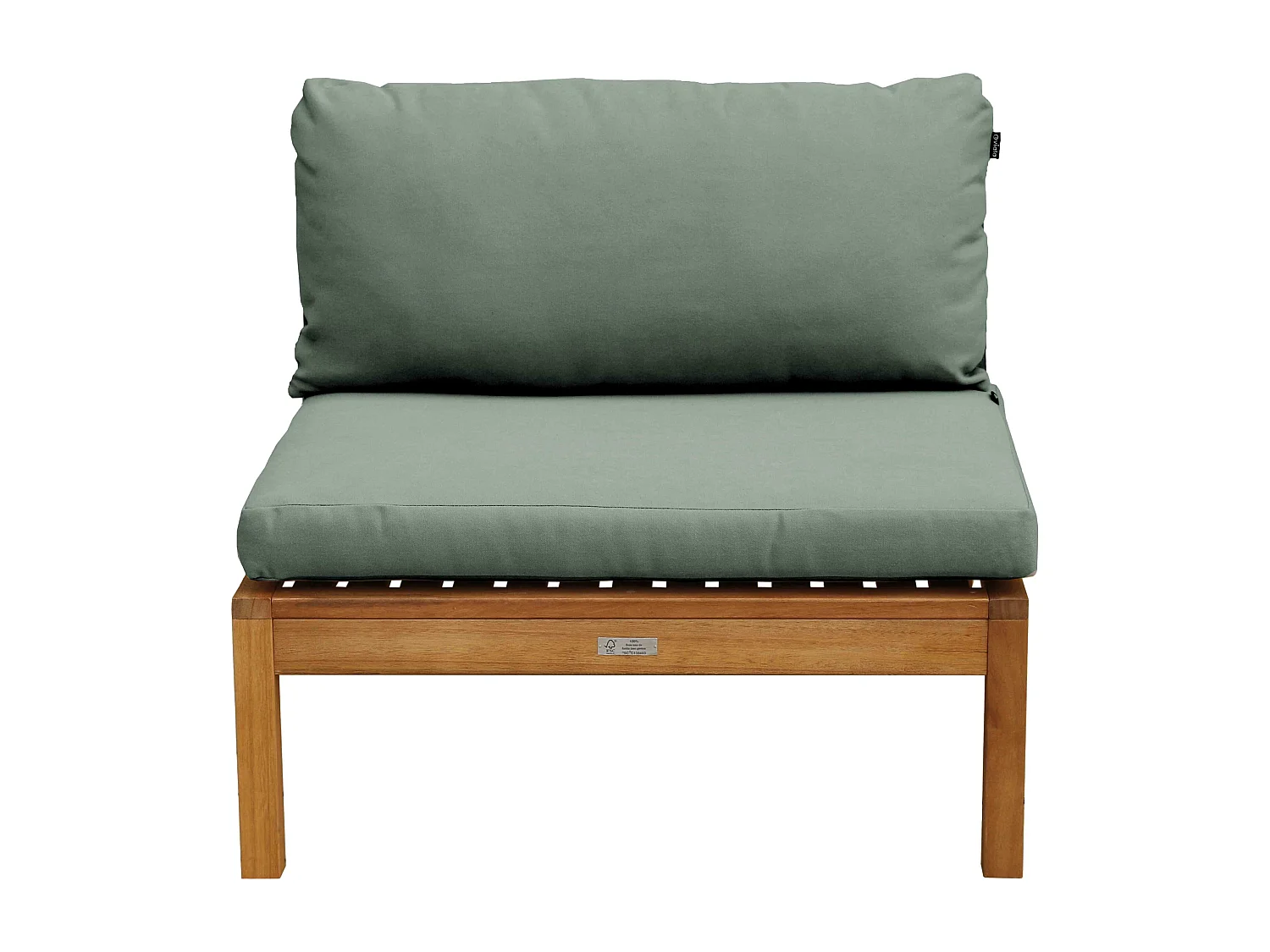 Fauteuil de jardin bas en bois d'eucalyptus vert sauge