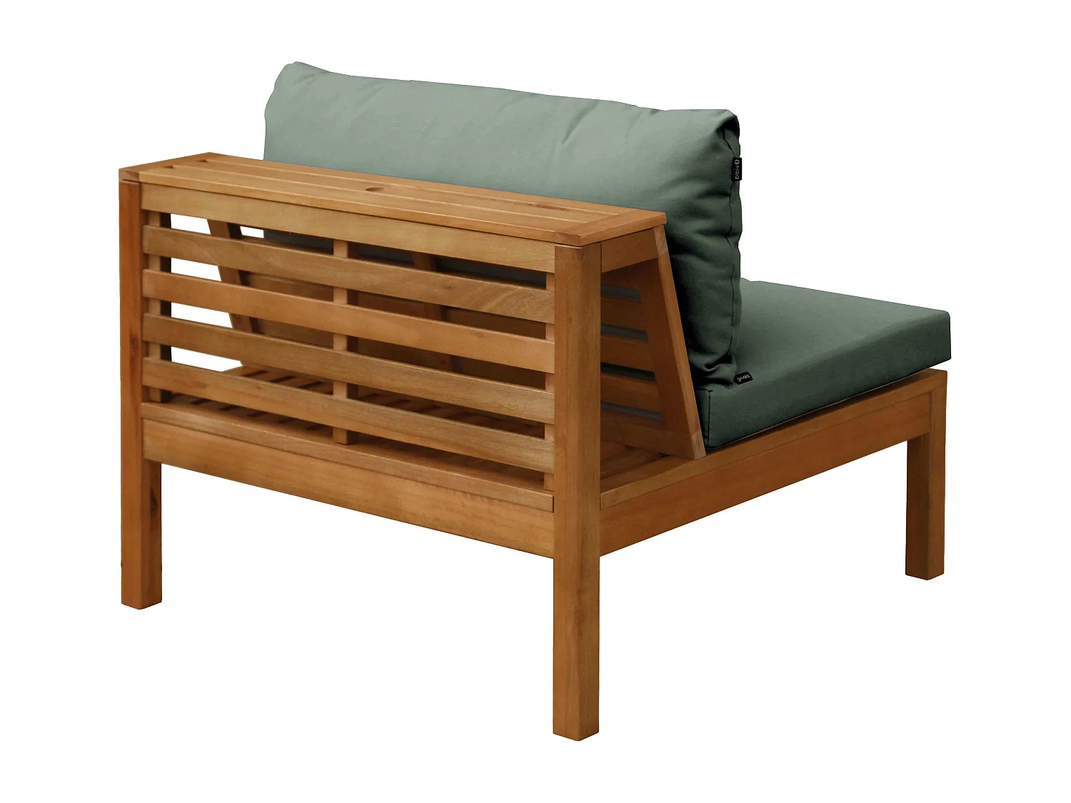 Fauteuil de jardin bas en bois d'eucalyptus vert sauge