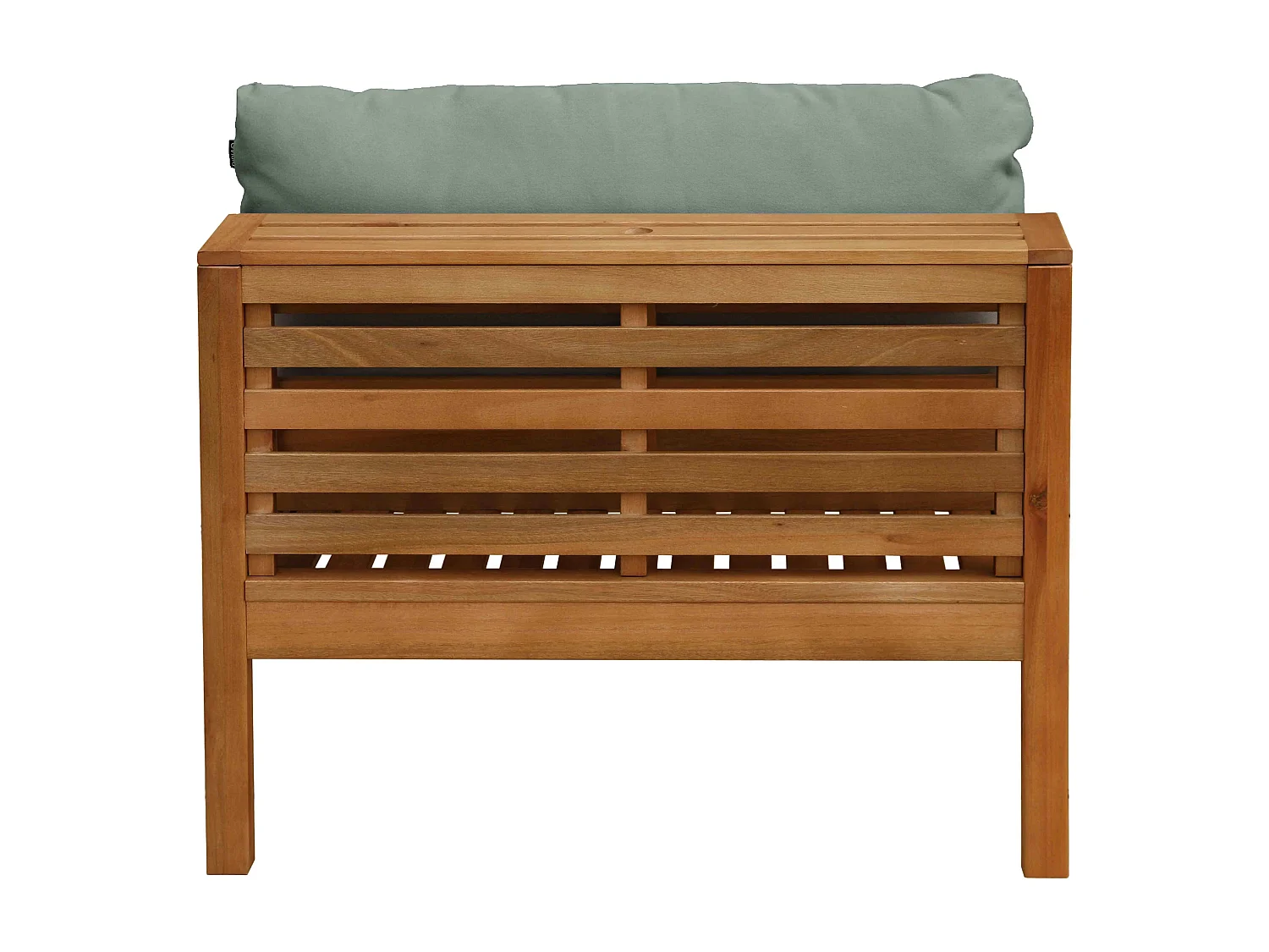 Fauteuil de jardin bas en bois d'eucalyptus vert sauge