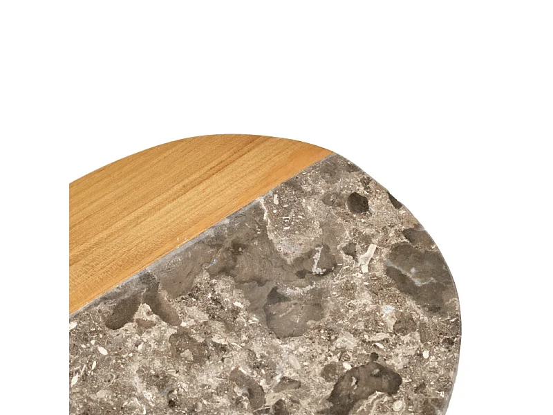Planche à découper ovale 28 cm en marbre gris et bois de teck – THENA