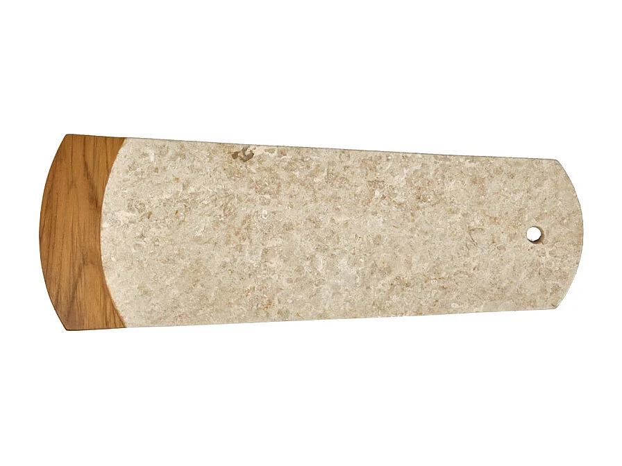 Planche à découper 38 cm en marbre beige et bois de teck – KAEL