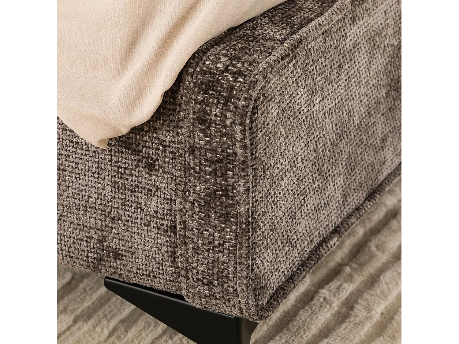 Lit double LEVERDA 140x190 cm, Revêtement en tissu, Lit style moderne pour 2 personnes, Cadre de lit avec sommier inclus, Gris