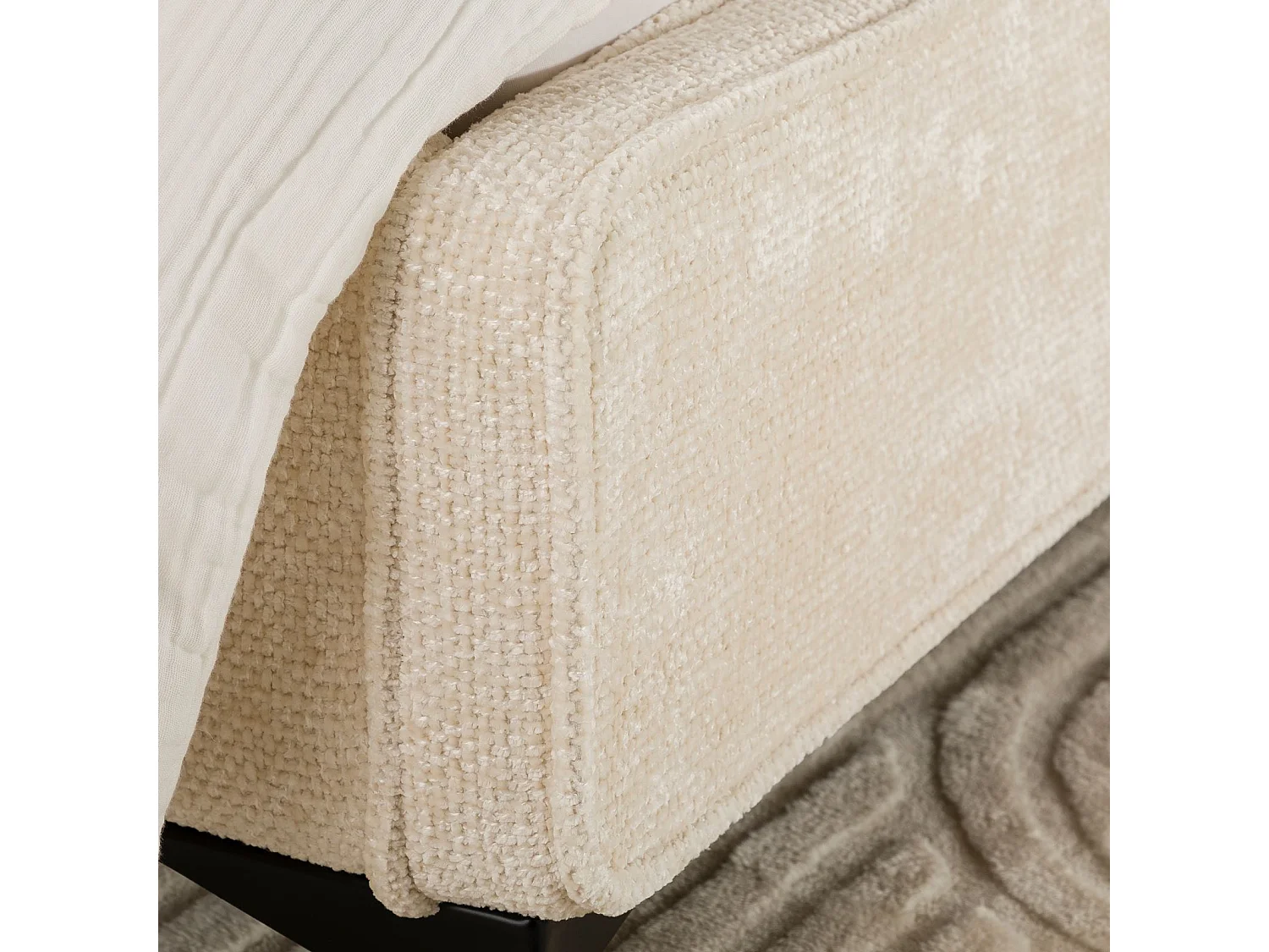 Lit simple LEVERDA 90x190 cm, Revêtement en tissu, Lit style moderne pour 1 personne, Cadre de lit avec sommier inclus, Blanc