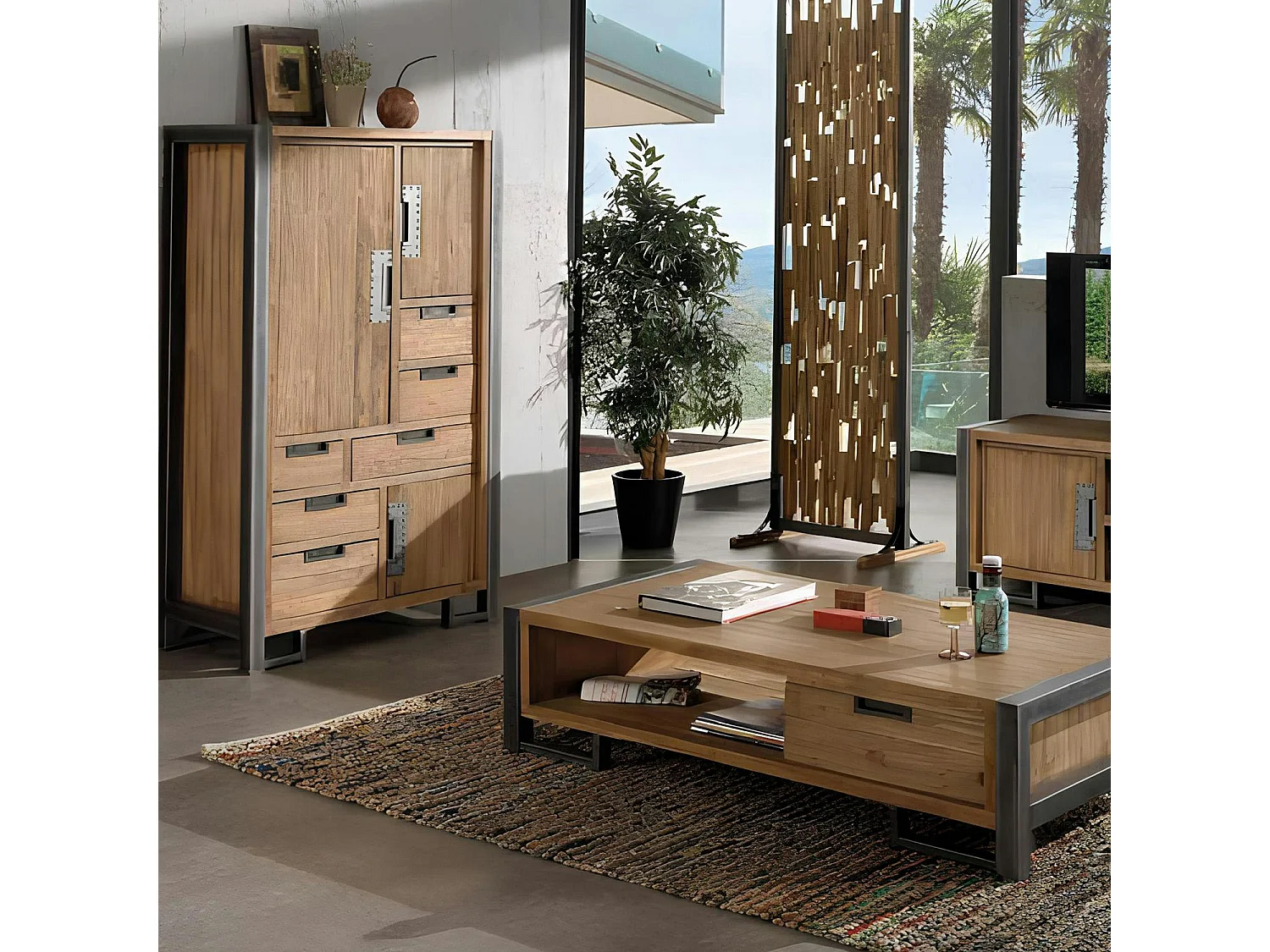 Buffet haut bois de teck naturel CANADA