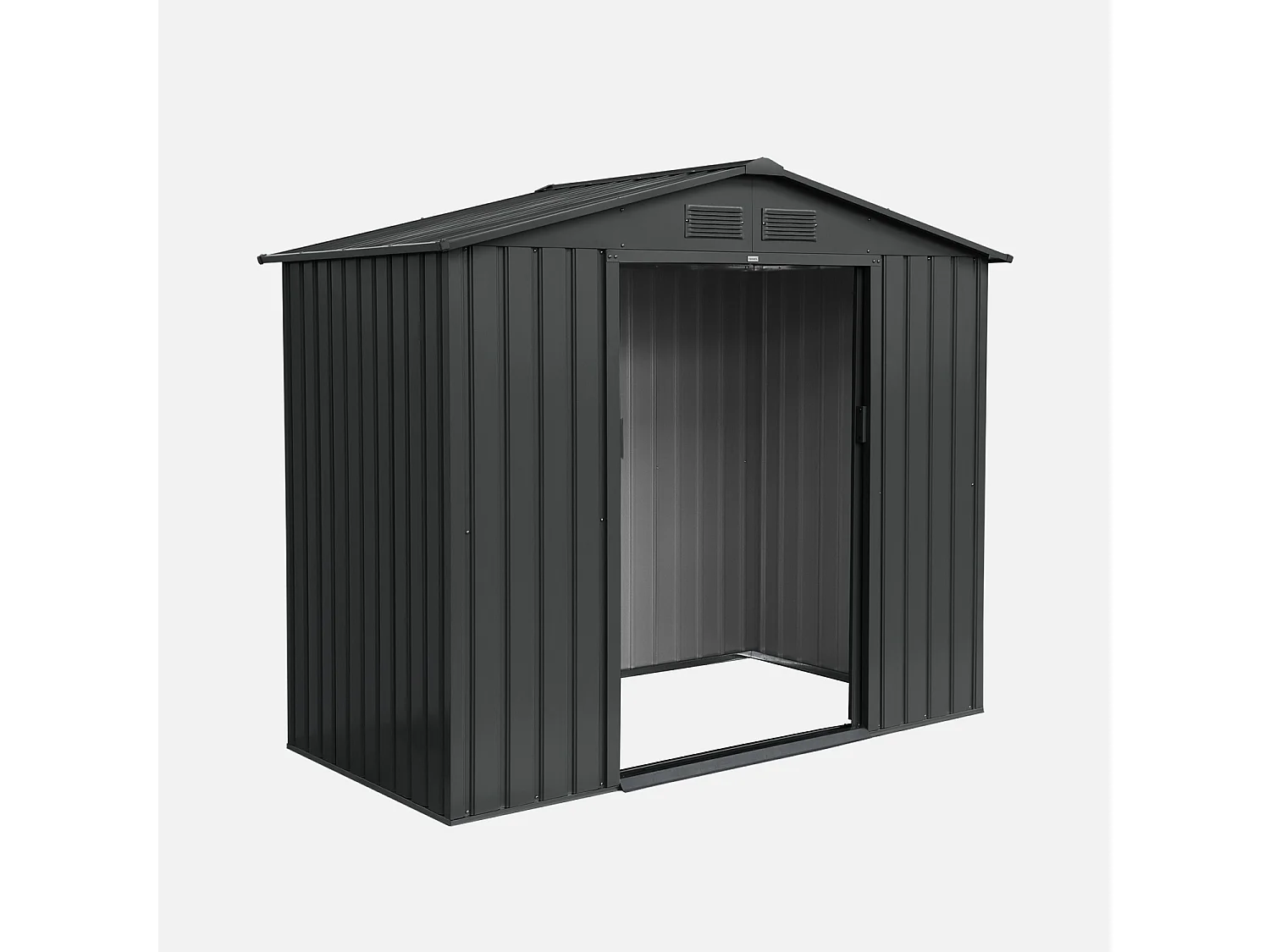 Abri de jardin en métal - Houtland. 2.71 m² anthracite - Cabane à outils avec double portes coulissantes. kit de fixation sol inclus. L 213 x P 131 x H 185cm