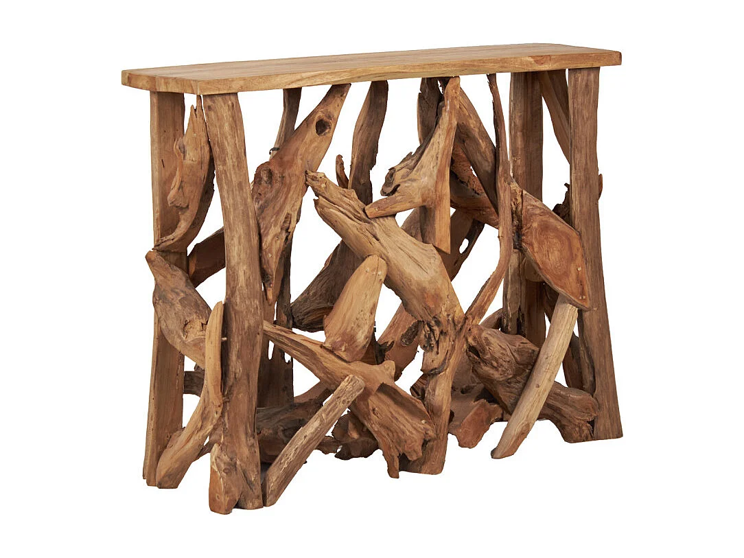 Console L. 98 cm assemblage bois de teck et plateau – MUNICH